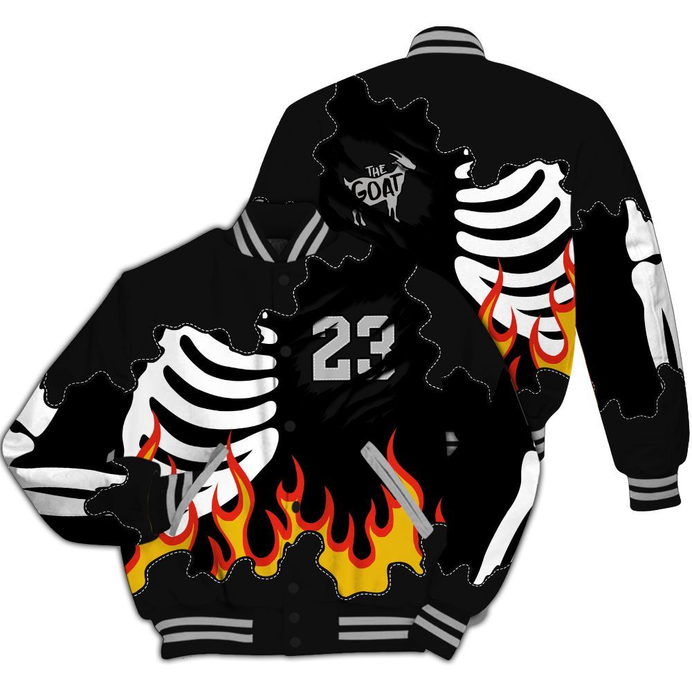 Varsity Jacket To Match NOCTA Black 2s - Burning Skeleton 23 G.O.A.T All Over Print