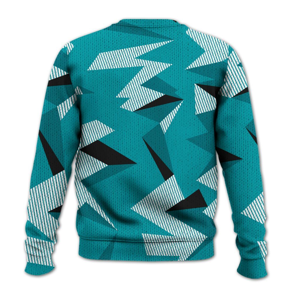 Knitted Sweater To Match Air Griffey Max Aquamarine 1s - Geometric Camouflage Pattern
