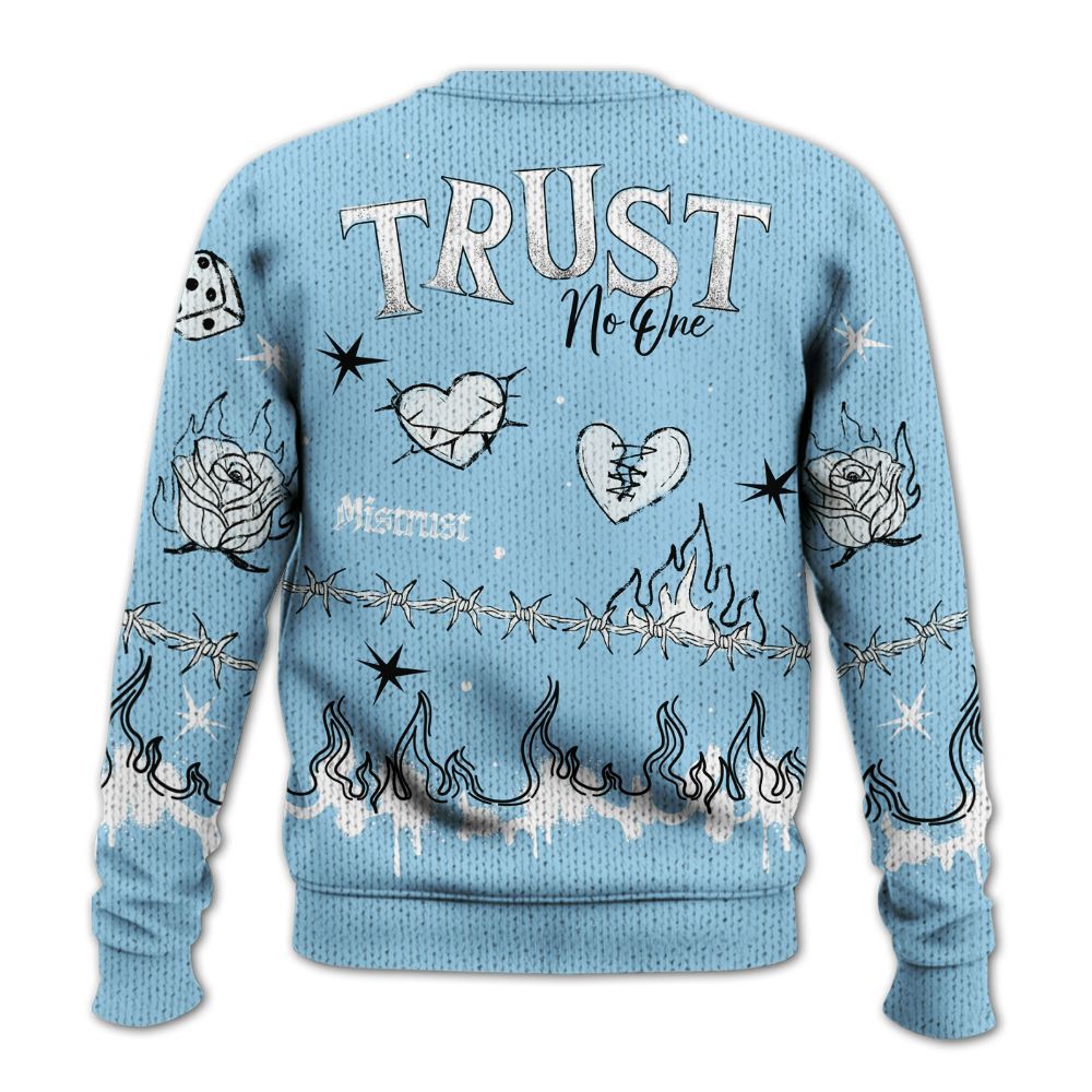 Knitted Sweater To Match Legend Blue 11s - Trust No One Snake-Bite Doodle Crayon