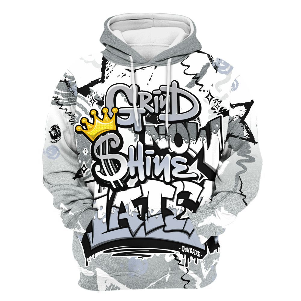 Hoodie To Match White Metallic 2026 5s - Grind Shine Later Drip All Over Print