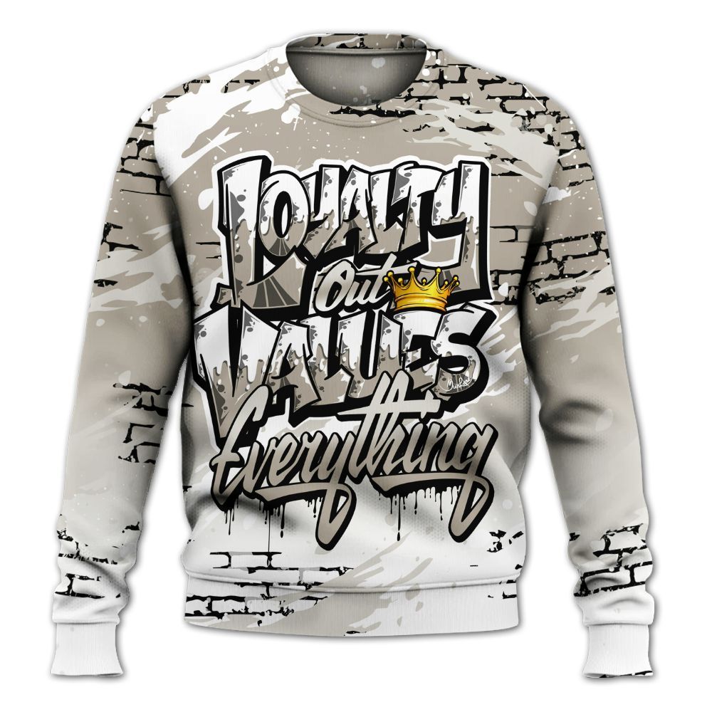 Sweatshirt To Match RM Light Bone 4s - Values Of Loyalty Drip All Over Print
