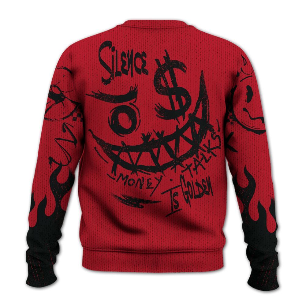 Knitted Sweater To Match Retro Raging Bull 5s - Mouth Burning Street Style