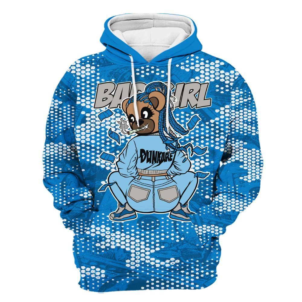 Hoodie To Match Industrial Blue 4s - Rebellious Girl Bear Banknotes Art All Over Print