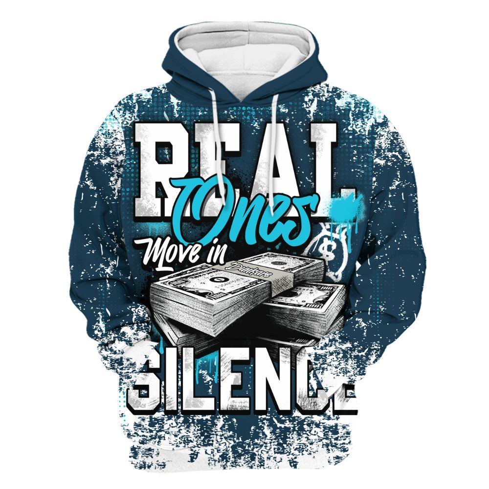 Hoodie To Match Air Navy Baltic Blue - Move In Silence Money Street Retro All Over Print