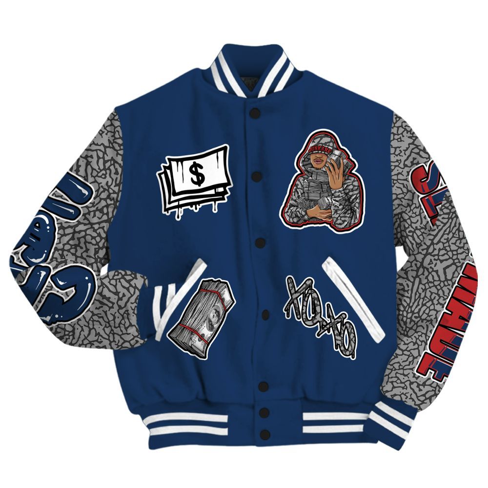 Varsity Jacket To Match SP Sport Royal 3s - Selfmade All Over Print