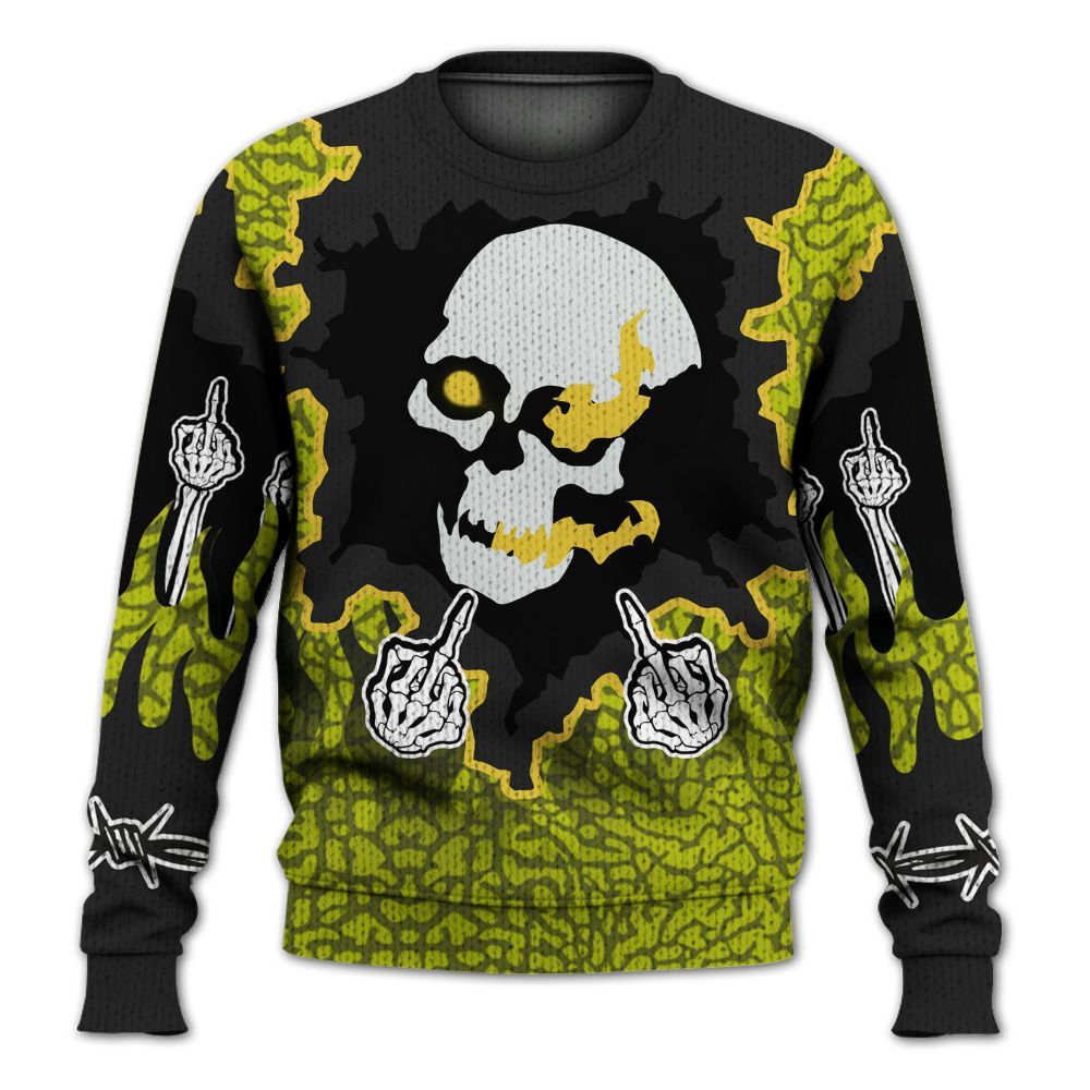 Knitted Sweater To Match Dunk Low QS Halloween Skull - F Around Find Out Graphic Trapped