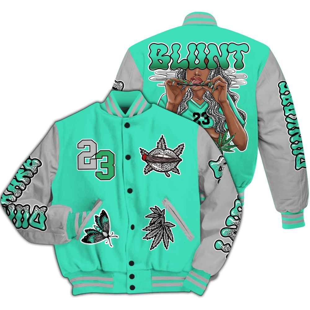 Varsity Jacket To Match Black Green Glow 3s - Bluntz Unique All Over Print