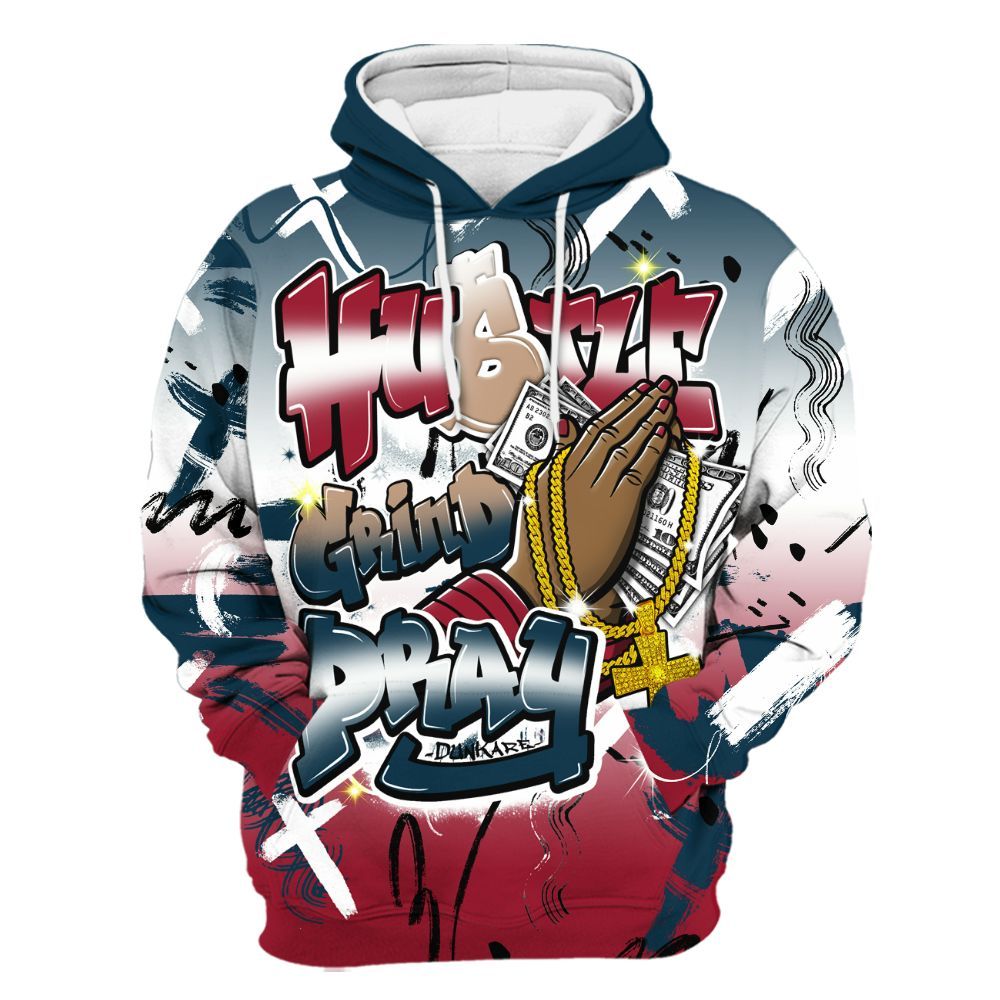 Hoodie To Match Mid Multi Color 2022 1s - Money Hustle Grind Pray All Over Print