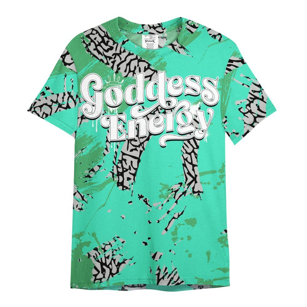 Shirt To Match Black Green Glow 3s - Goddess Energy Retro Green Glow 3s Outfit All Over Print
