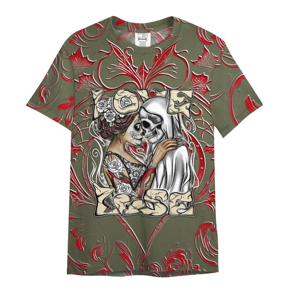 Shirt To Match Travis Scott Low OG Medium Olive 1s - Loves Lose Gothic All Over Print