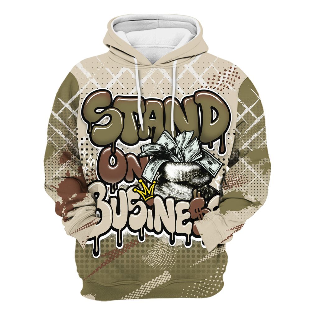 Hoodie To Match Sail Neutral Olive 6s - Halftone Stand Business Dripping All Over Print