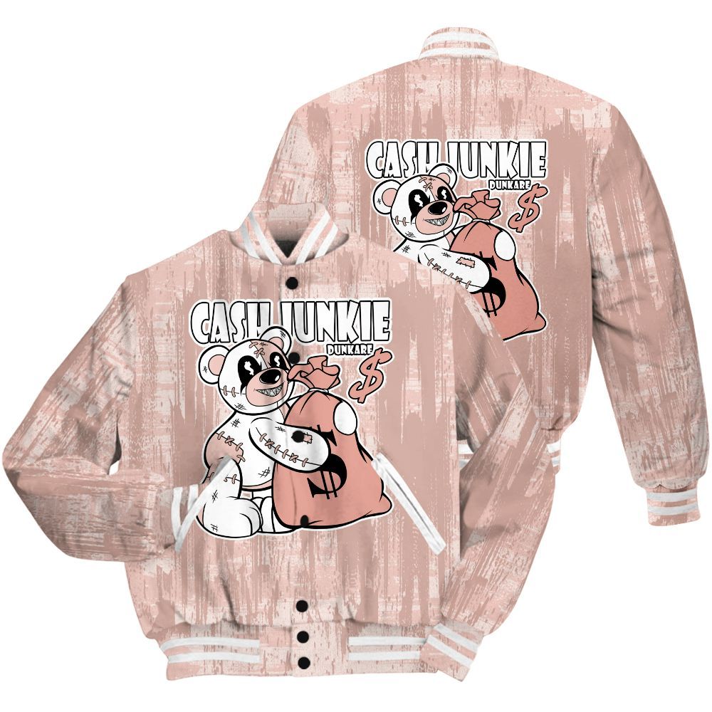 Varsity Jacket To Match Low Legend Pink 11s Shirt - Cashs Junkie Bear Glitch Art All Over Print