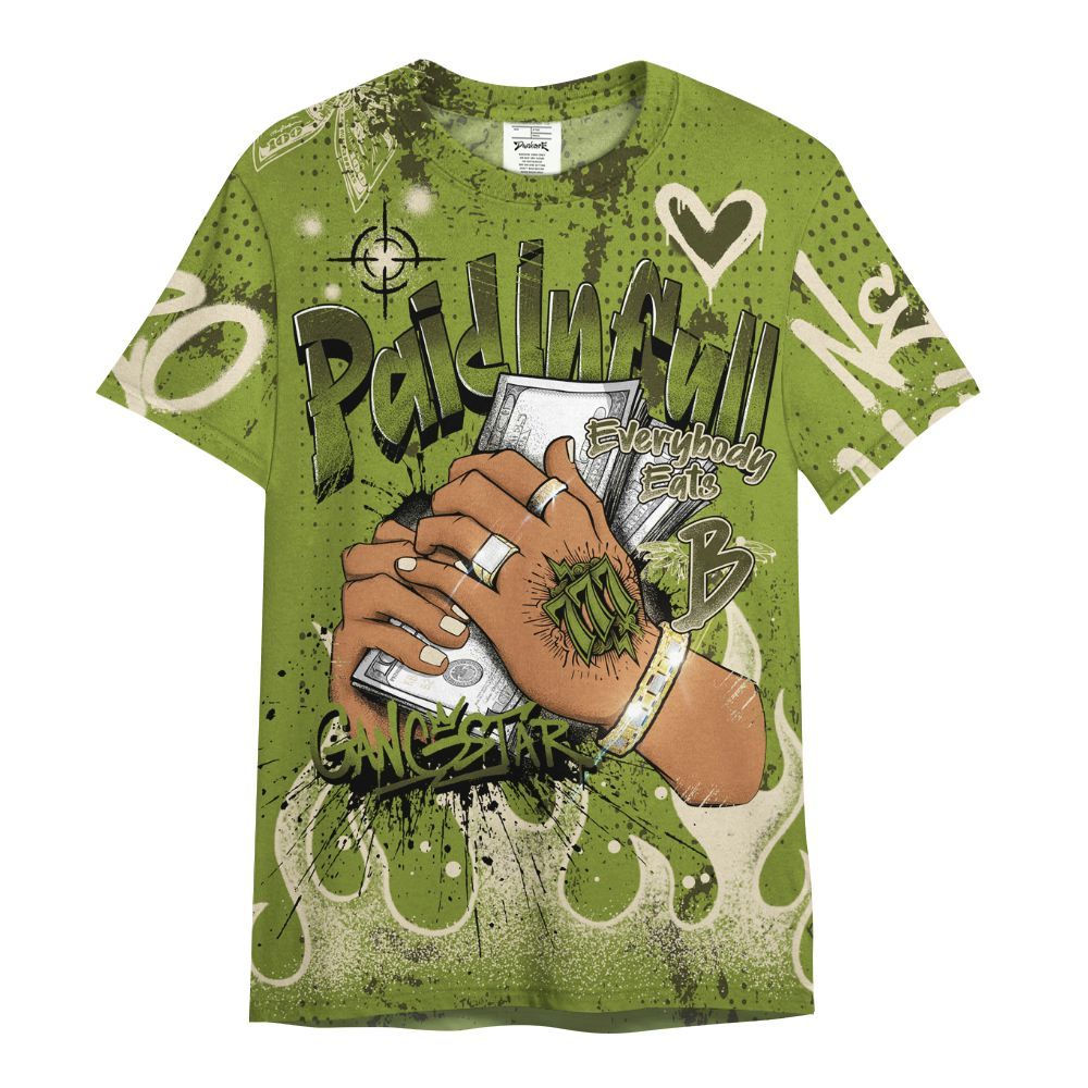 Shirt To Match SB Dunk Low Asparagus - Lucky Money Paid In Full Graffiti All Over Print