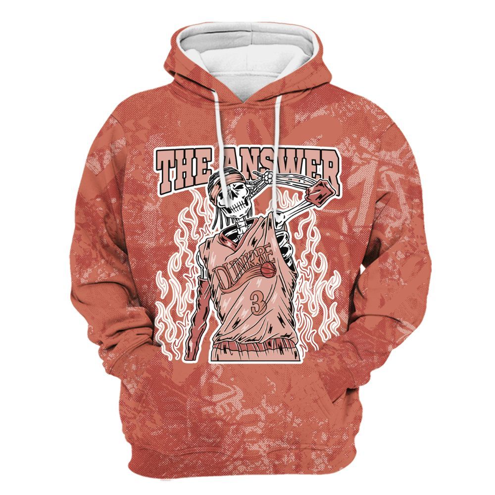 Hoodie To Match Dune Red 13s - Allen Answer Skeleton Heart All Over Print