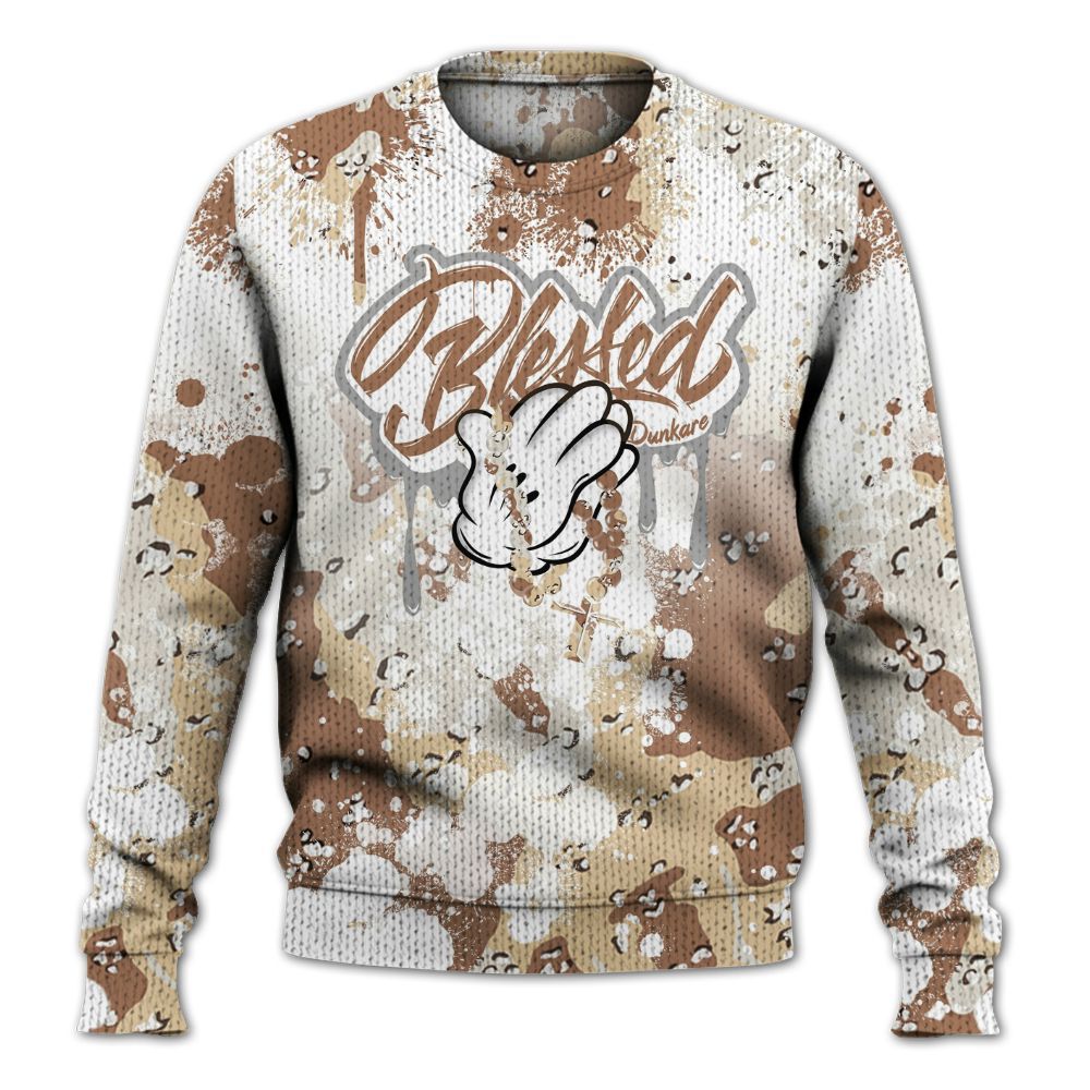 Knitted Sweater To Match Desert Camo 3s - God Blessed Ink Drip