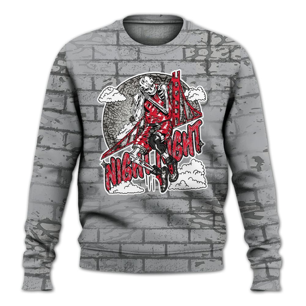 Sweatshirt To Match Black Cement 3s - Seeya Skeleton Brick All Over Print