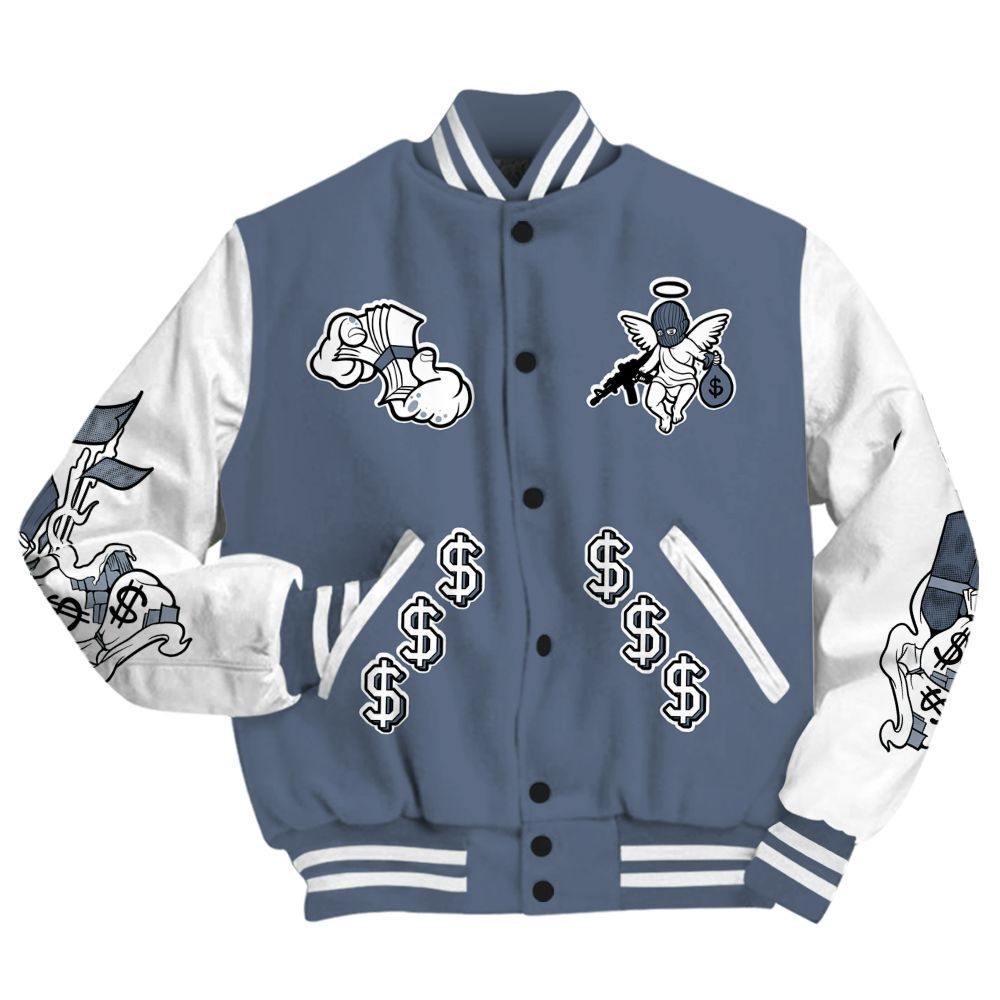 Varsity Jacket To Match Low Diffused Blue 11s - Ones Move In Silence Graphic All Over Print