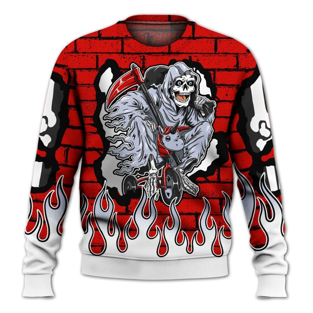 Sweatshirt To Match Fire Red 6s - Self Make Skeleton Crashed All Over Print