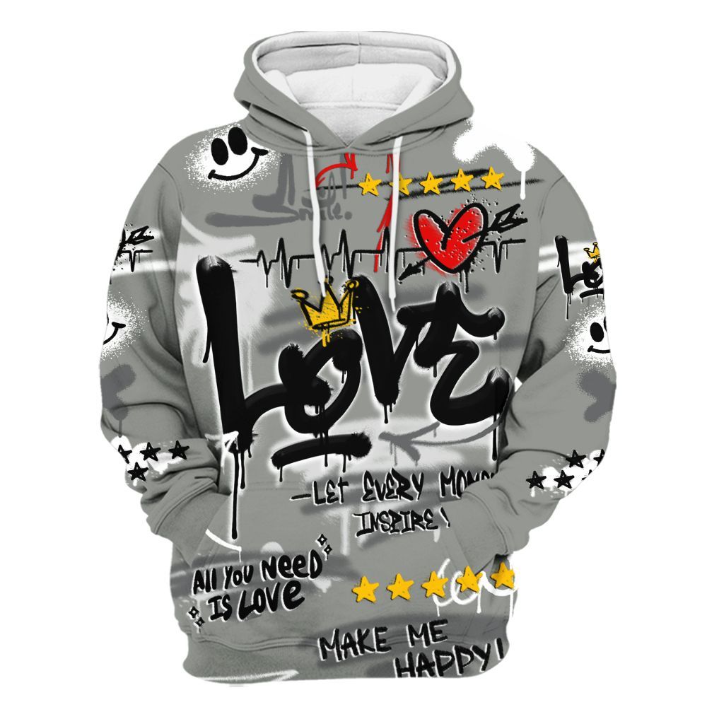 Hoodie To Match Paris Olympics 4s - Happy Love Beats Graffiti Streetwear All Over Print