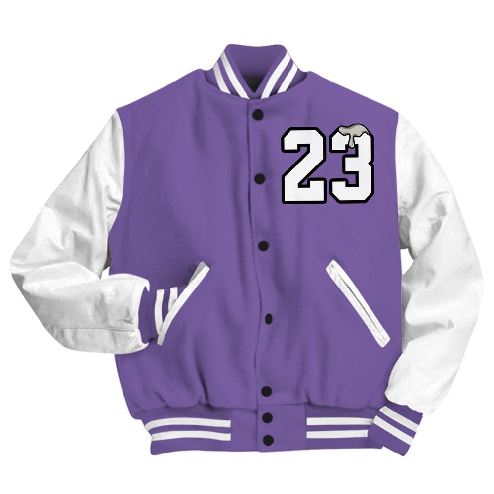 Varsity Jacket To Match Dunk Low Black Raspberry - Custom Name Number 23 Drip All Over Print