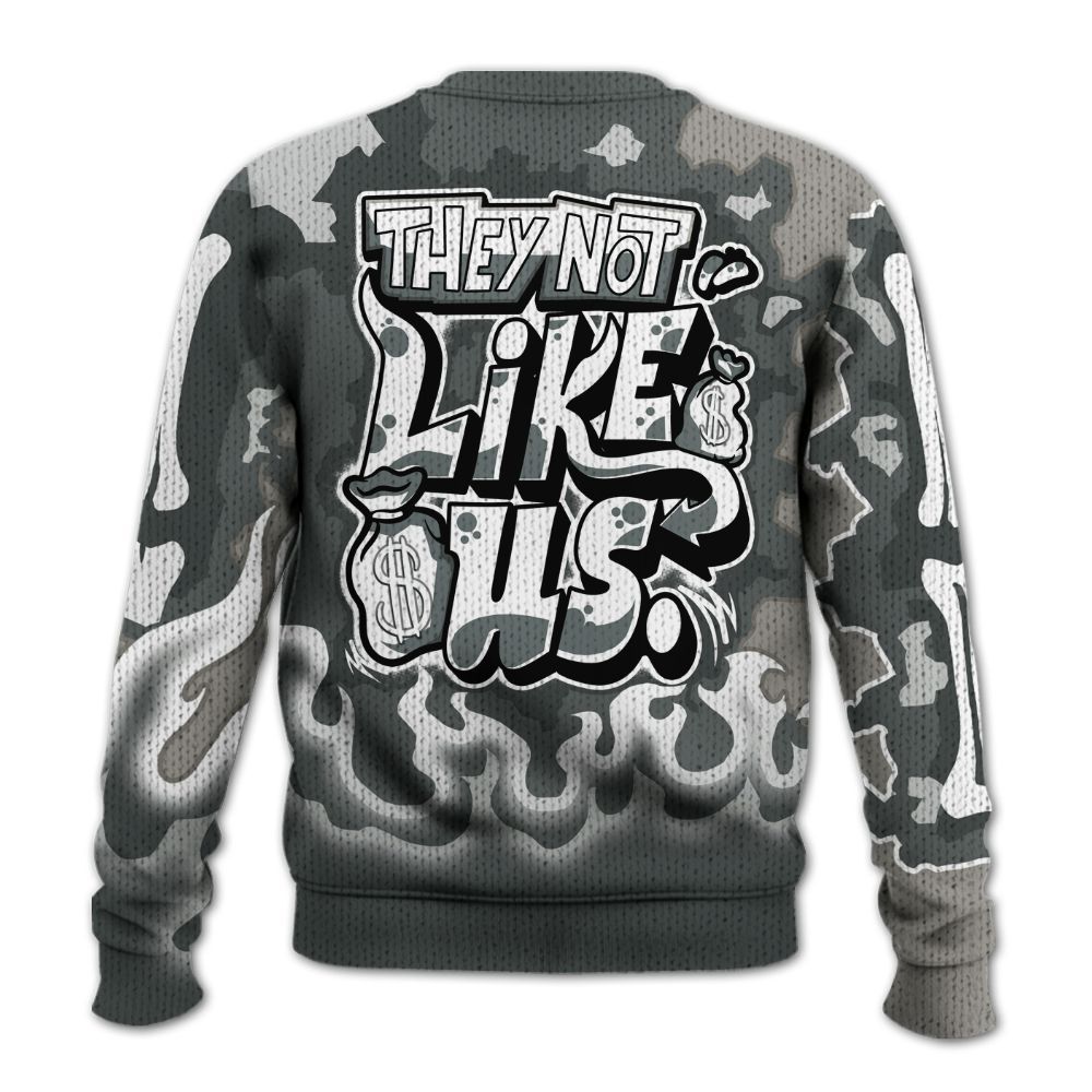 Knitted Sweater To Match Cool Grey 9s - Dislike Us Graphic Burning Custom Name