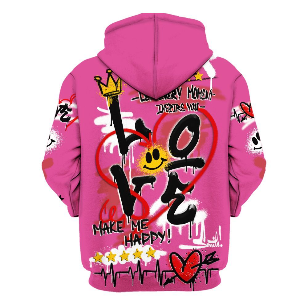 Hoodie To Match KD 4 Aunt Pearl - Happy Love Beats Graffiti Streetwear All Over Print