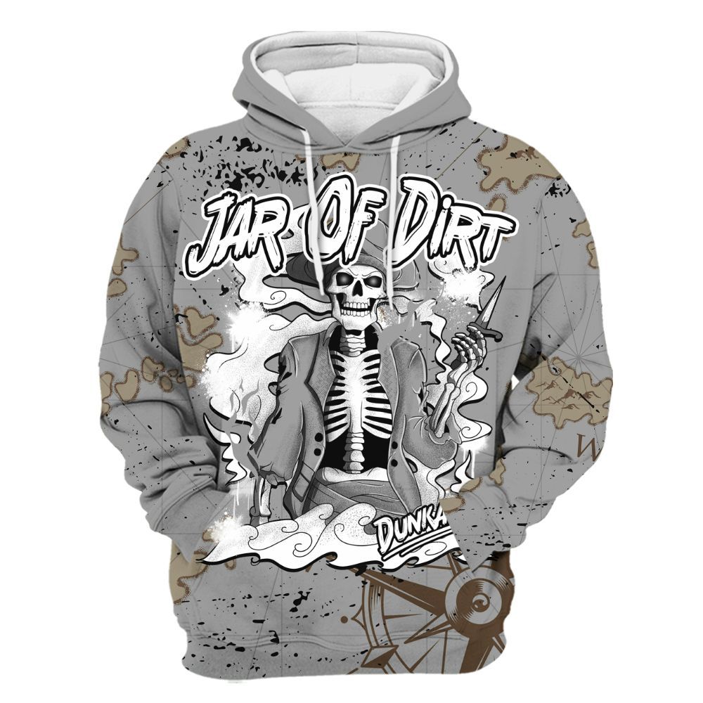 Hoodie To Match Black Wolf Grey 12s - Skeleton Jar Of Dirt Retro All Over Print