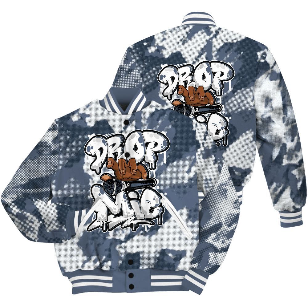 Varsity Jacket To Match Low Diffused Blue 11s Shirt - Drop Mic Abstract All Over Print
