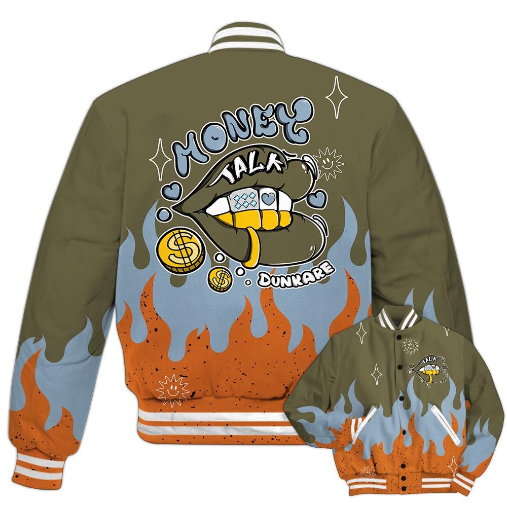 Varsity Jacket To Match Olive 5s - Money Talk Retro Varsity Jacket Outfit