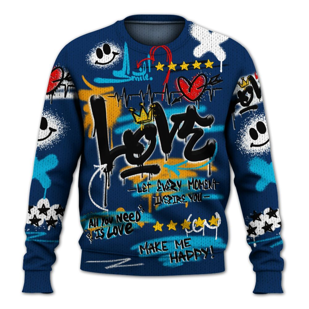 Knitted Sweater To Match Dunk Low GS Electric Algae - Happy Love Beats Graffiti Streetwear