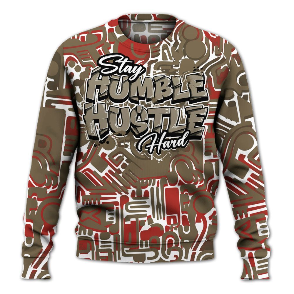 Sweatshirt To Match Olive 9s - Humble Hustle Retro All Over Print