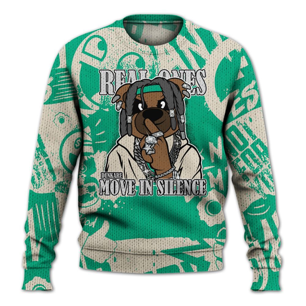 Knitted Sweater To Match Oxidized Green 4s - Silent Achievers Bear Monogram Graffiti