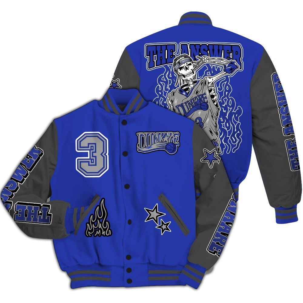 Varsity Jacket To Match Air Max Plus Black Racer Blue - Allen Answer Skeleton All Over Print