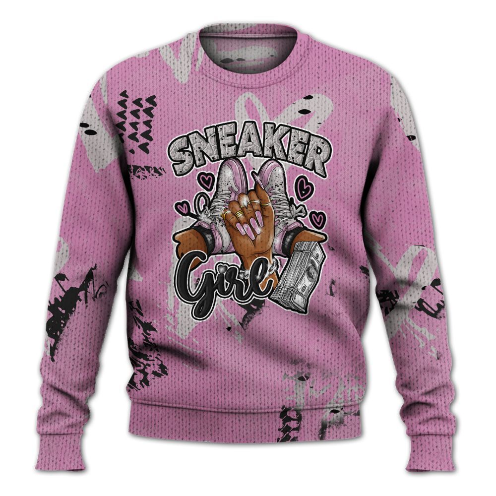 Knitted Sweater To Match Neutral Grey Black White Orchid 4s - Sneakerz Girlz Heart Grunge