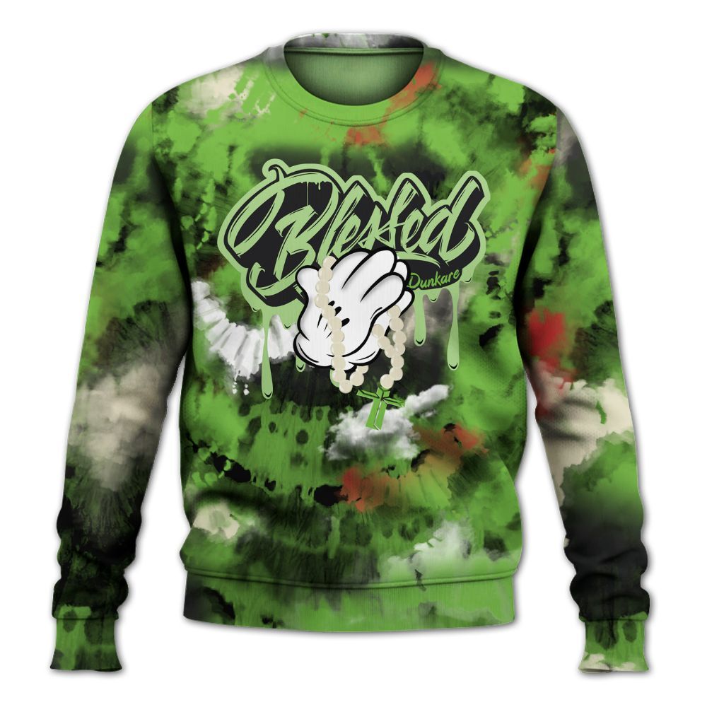 Sweatshirt To Match Air Max Waffle SP Action Green - God Blessed Tie Dye All Over Print