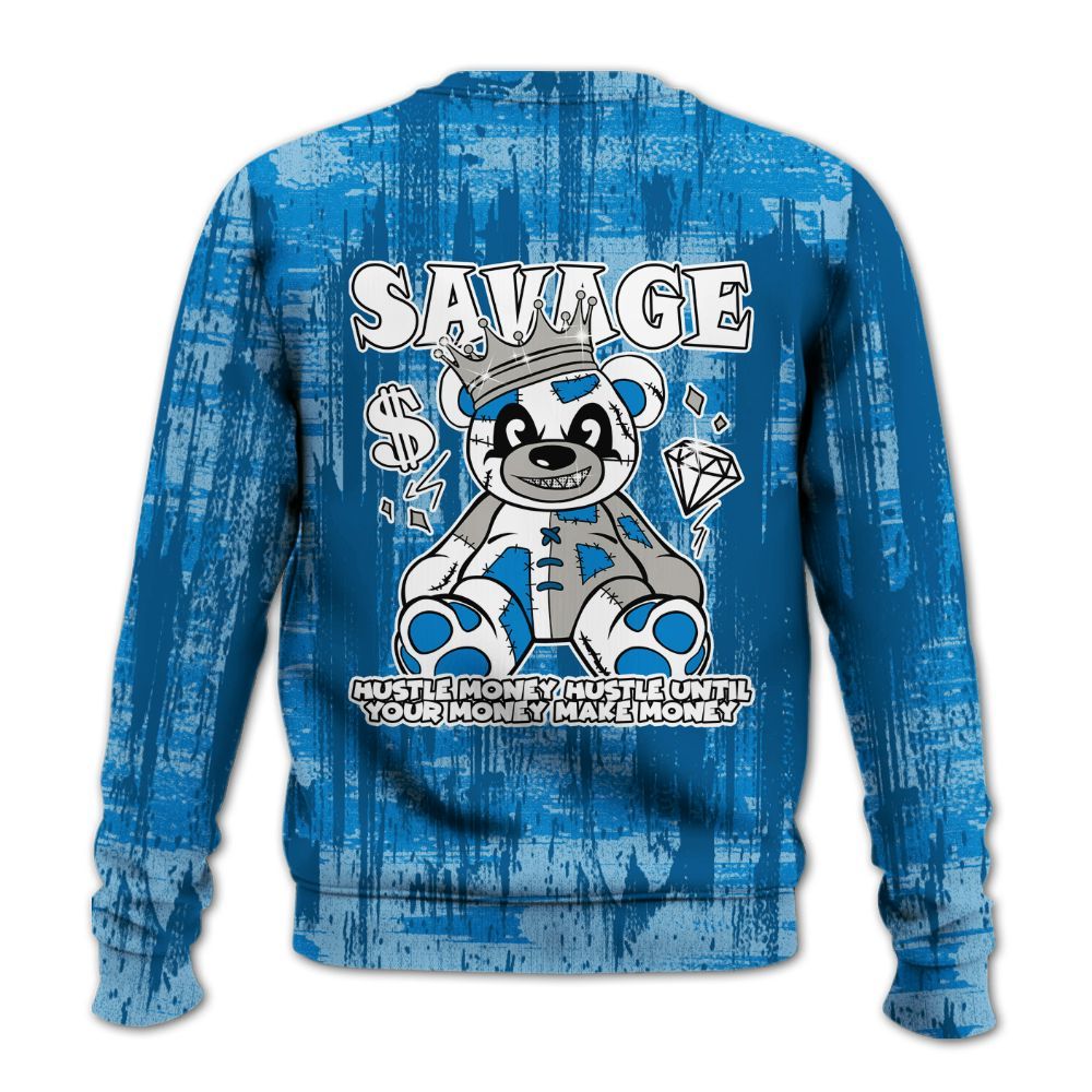 Sweatshirt To Match Industrial Blue 4s - Savages Bear Glitch Art All Over Print