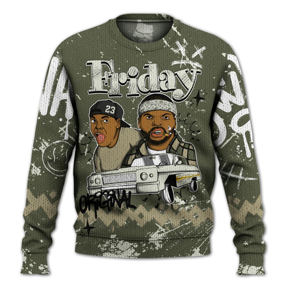 Sweater To Match Low OG Medium Olive 1s - Friday Sneaker Crayon Graphic