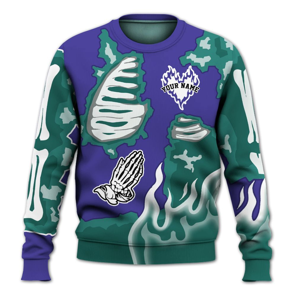 Sweatshirt To Match Retro Grape 5s - Dislike Us Burning Custom Name All Over Print