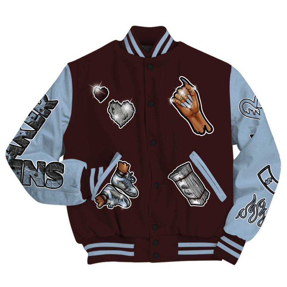 Varsity Jacket To Match Burgundy 5s - Sneakerz Girlz All Over Print