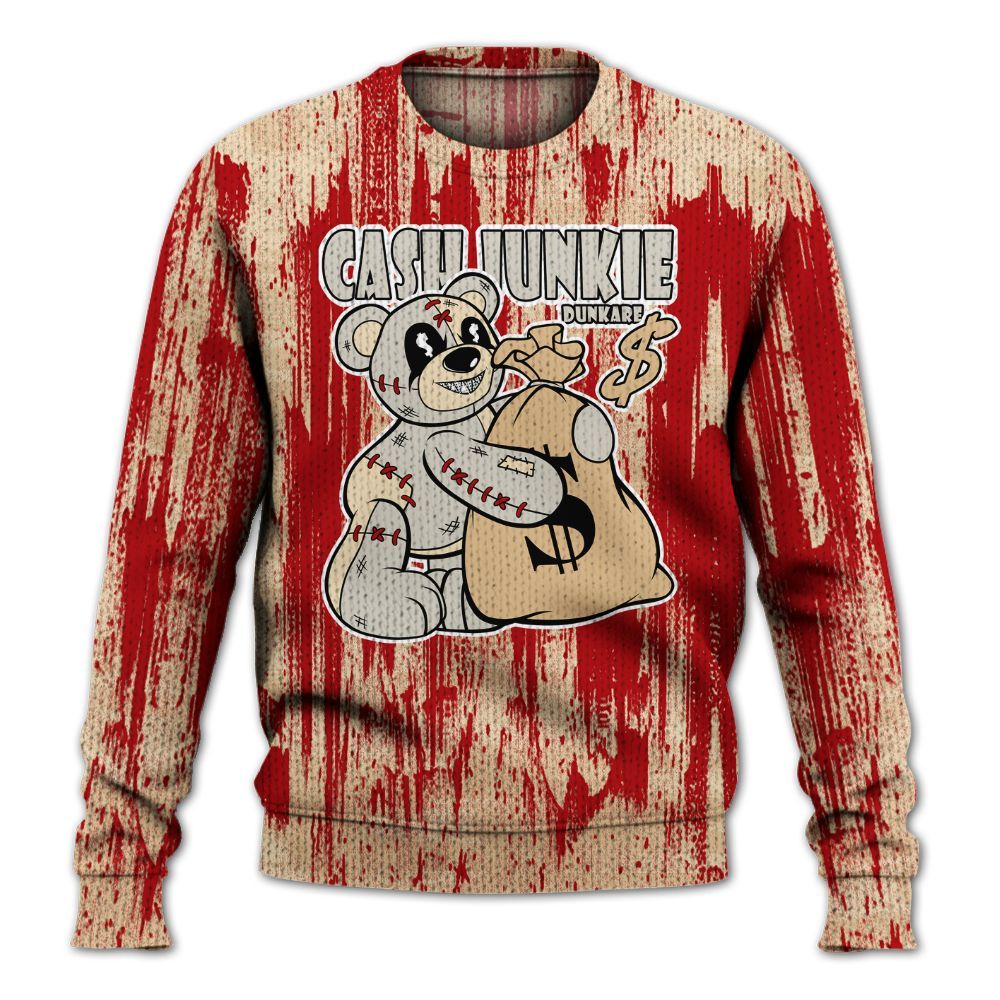Knitted Sweater To Match Dunk Low Strawberry Waffle - Cashs Junkie Bear Glitch Art