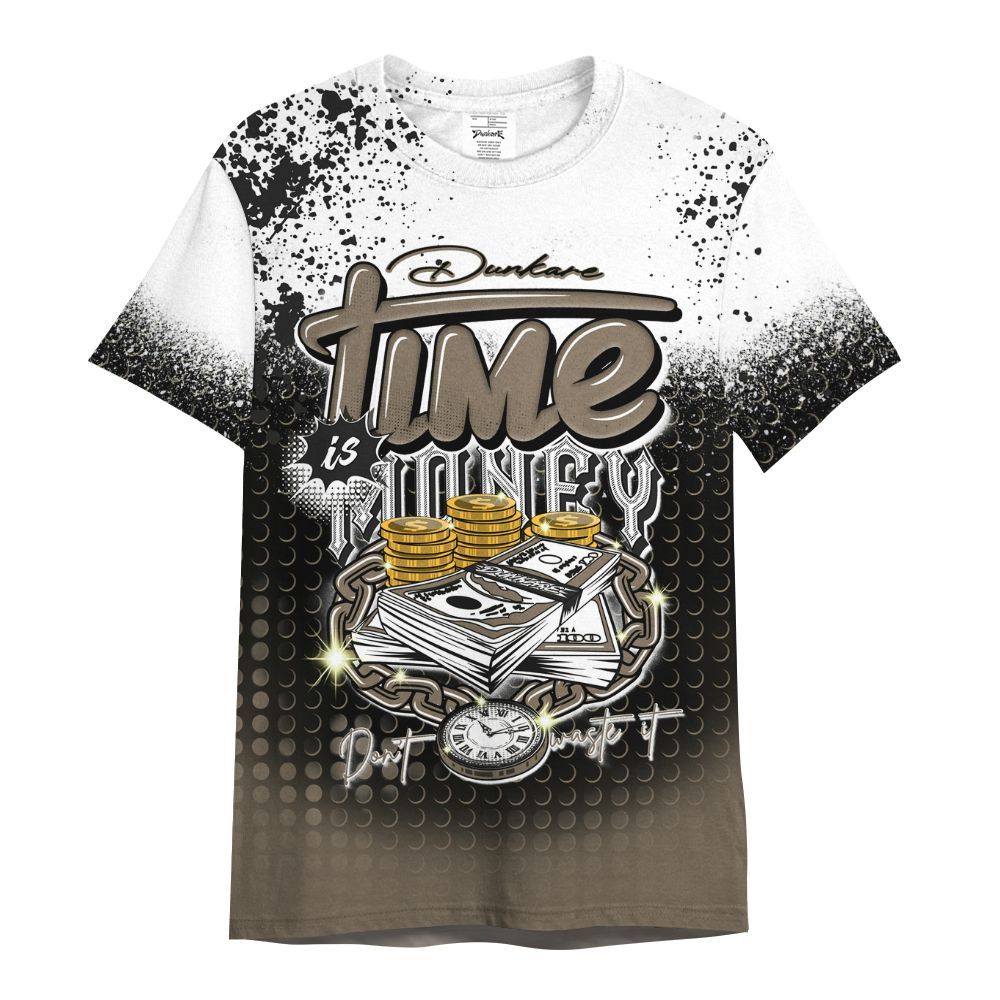 Shirt To Match Low OG Dark Mocha 1s - Halftone Time Is Money All Over Print