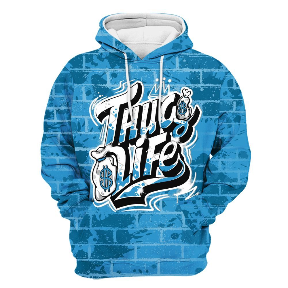 Hoodie To Match Powder Blue 9s - Free Thug Living Graphic Brick Art All Over Print