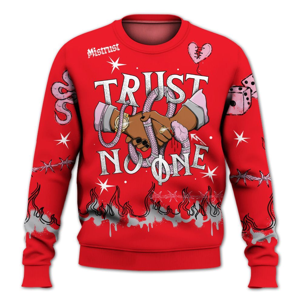 Sweatshirt To Match Zoom Vomero 5 Valentine's Day 2025 - Trust No One Snake-Bite Doodle Crayon All Over Print