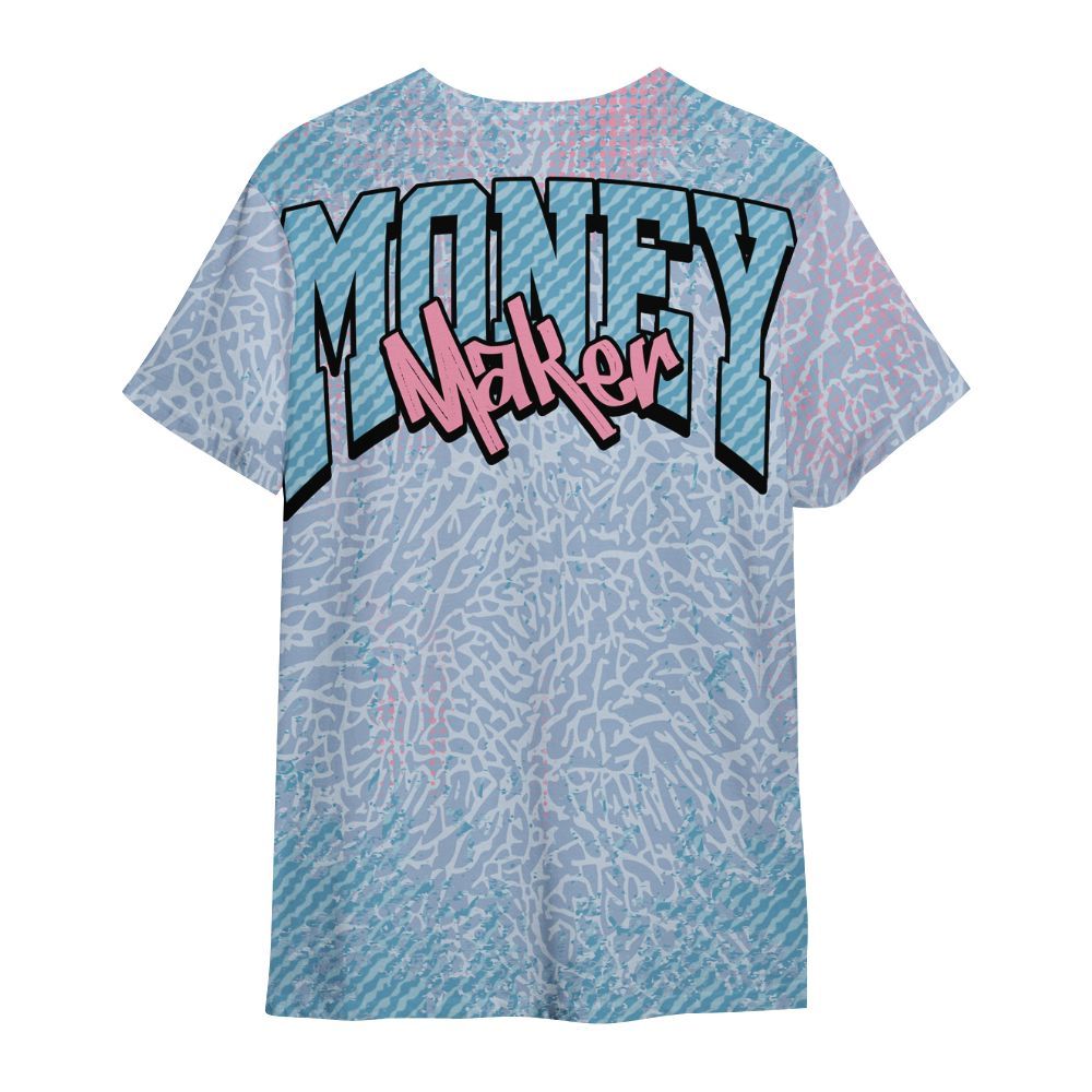 Shirt To Match Denim Pink Glow 3s - Move In Silence Money Street Retro All Over Print
