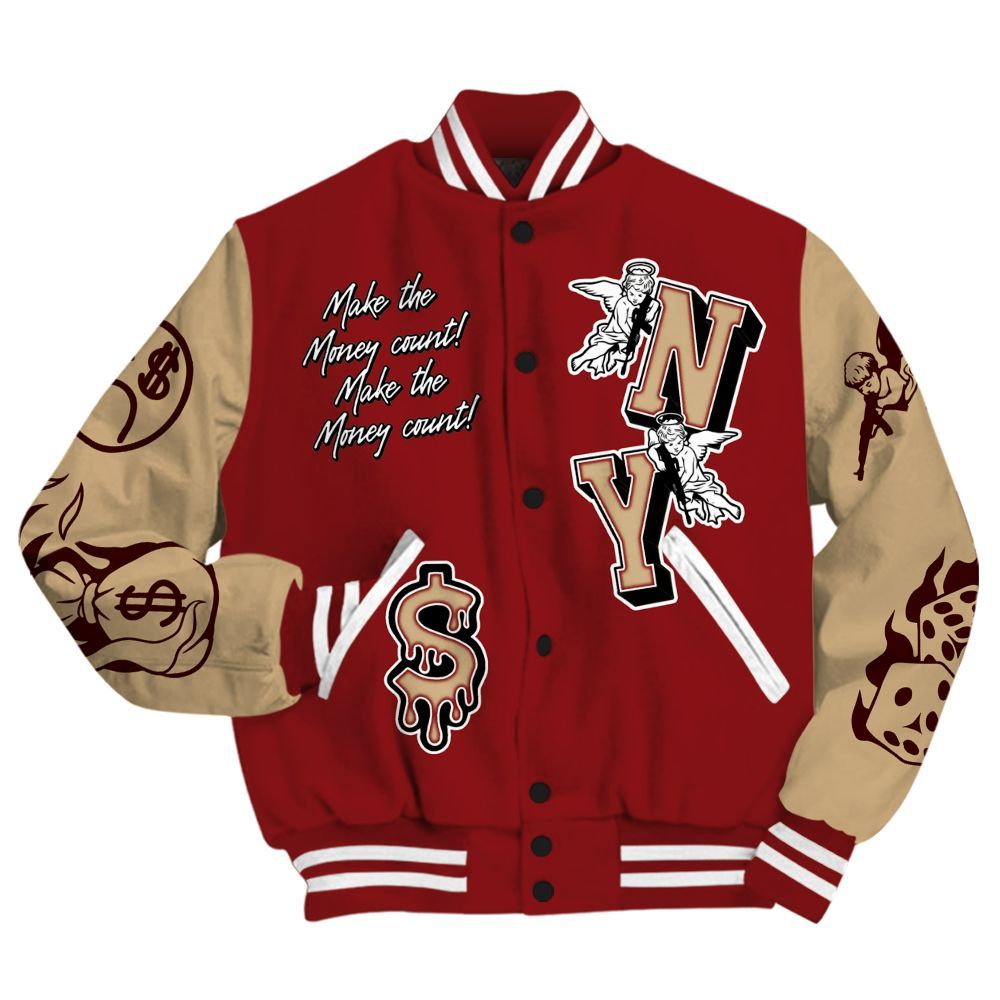 Varsity Jacket To Match Bin 23 3s - Paid In Full Money Graphic Varsity Jacket All Over Print
