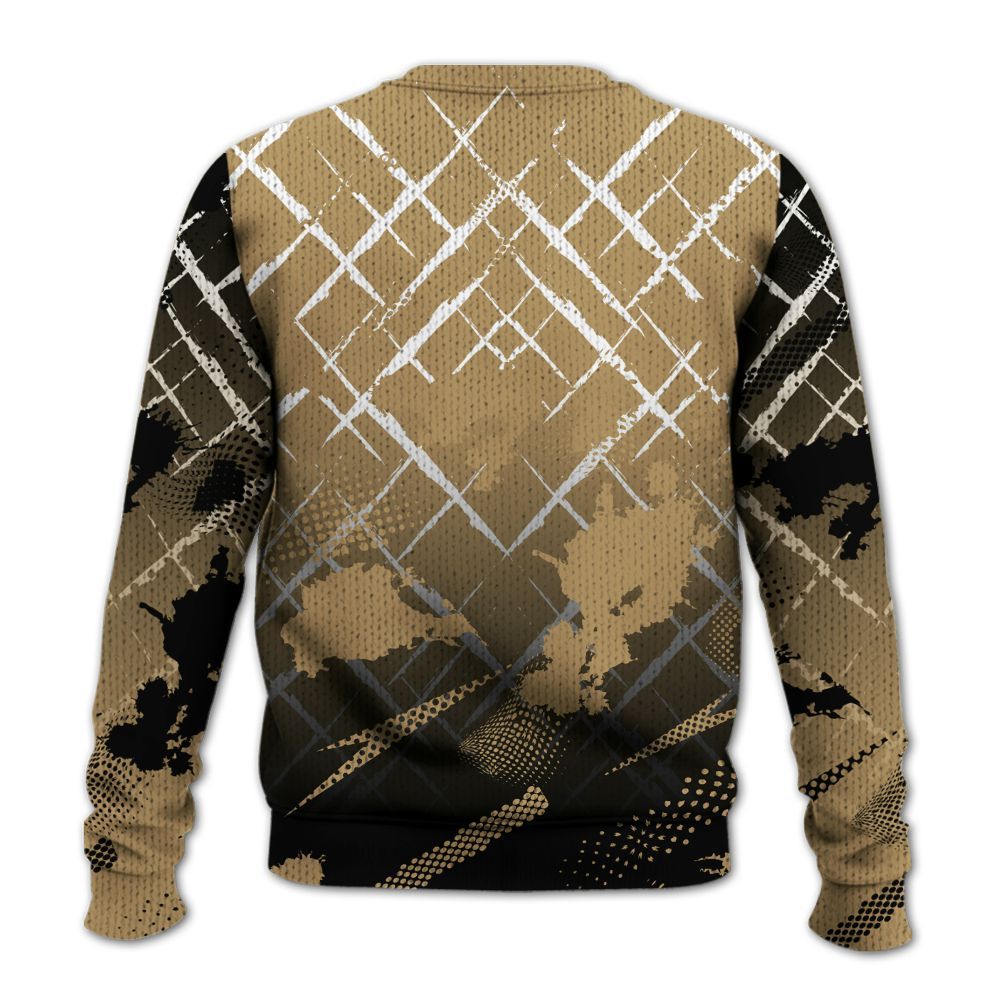 Knitted Sweater To Match High OG Black Metallic Gold 1s - Halftone Stand Business Dripping