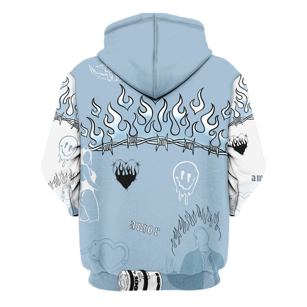 Hoodie To Match Mid Ice Blue 1s - Snake Trust No One All Over Print