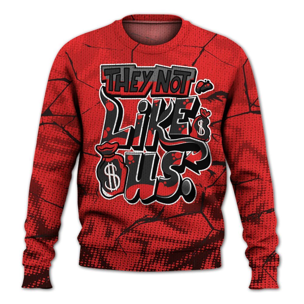 Knitted Sweater To Match Red Thunder 4s - Dislike Us Graphic