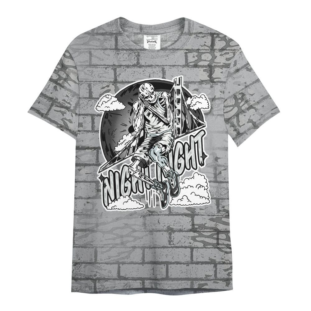 Shirt To Match Black Wolf Grey 12s - Seeya Skeleton Brick All Over Print