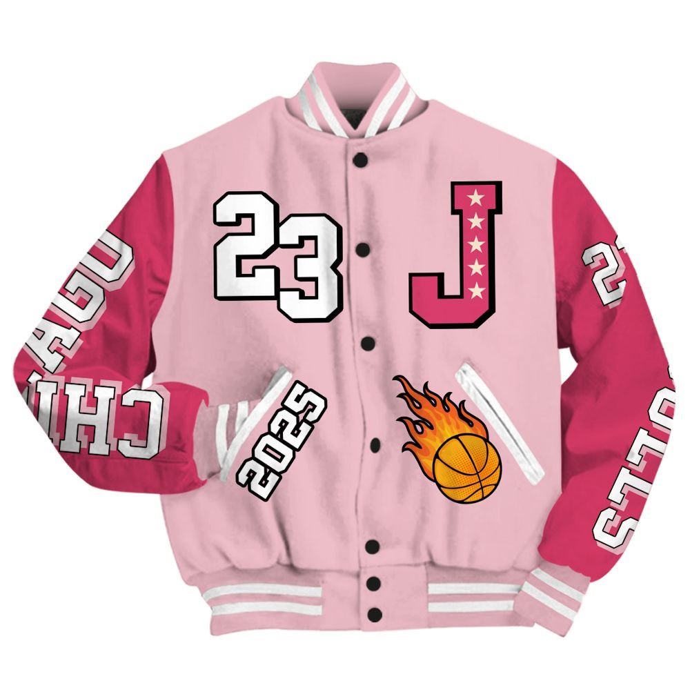 Varsity Jacket To Match Low OG Tropical Pink 1s - Chicago 23 Basketball All Over Print